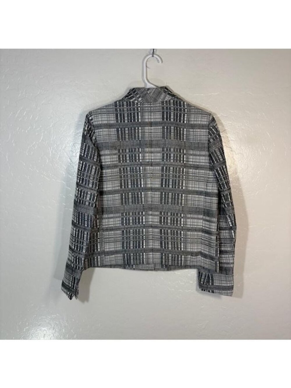 Lafayette 148 New York Blazer Womens 8 Gray Plaid Stand Collar Jacket Workwear - Picture 5 of 7